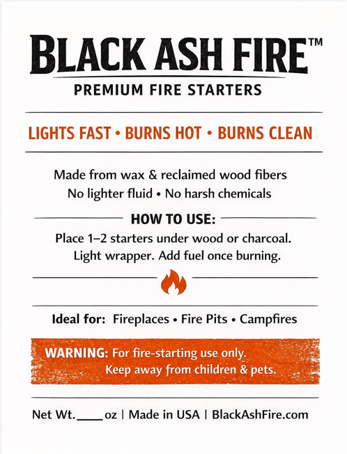 Black Ash Fire™ – Premium Fire Starters (6-Pack)